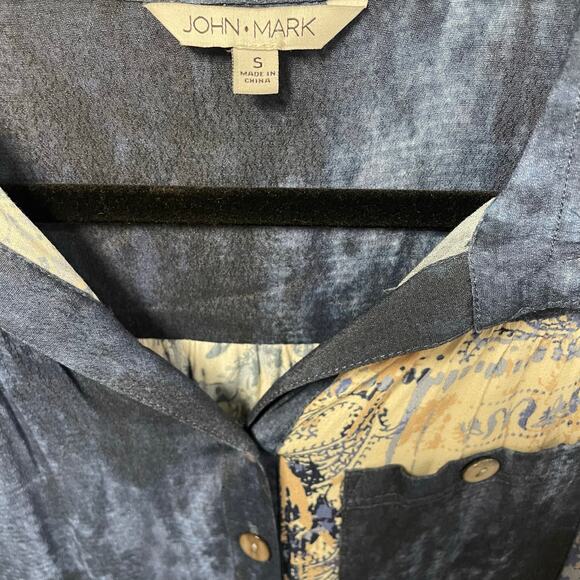 John Mark Patchwork Mixed Print Y-Neck 3/4 Sleeve Button Front Shirt Dress Small - Picture 7 of 9